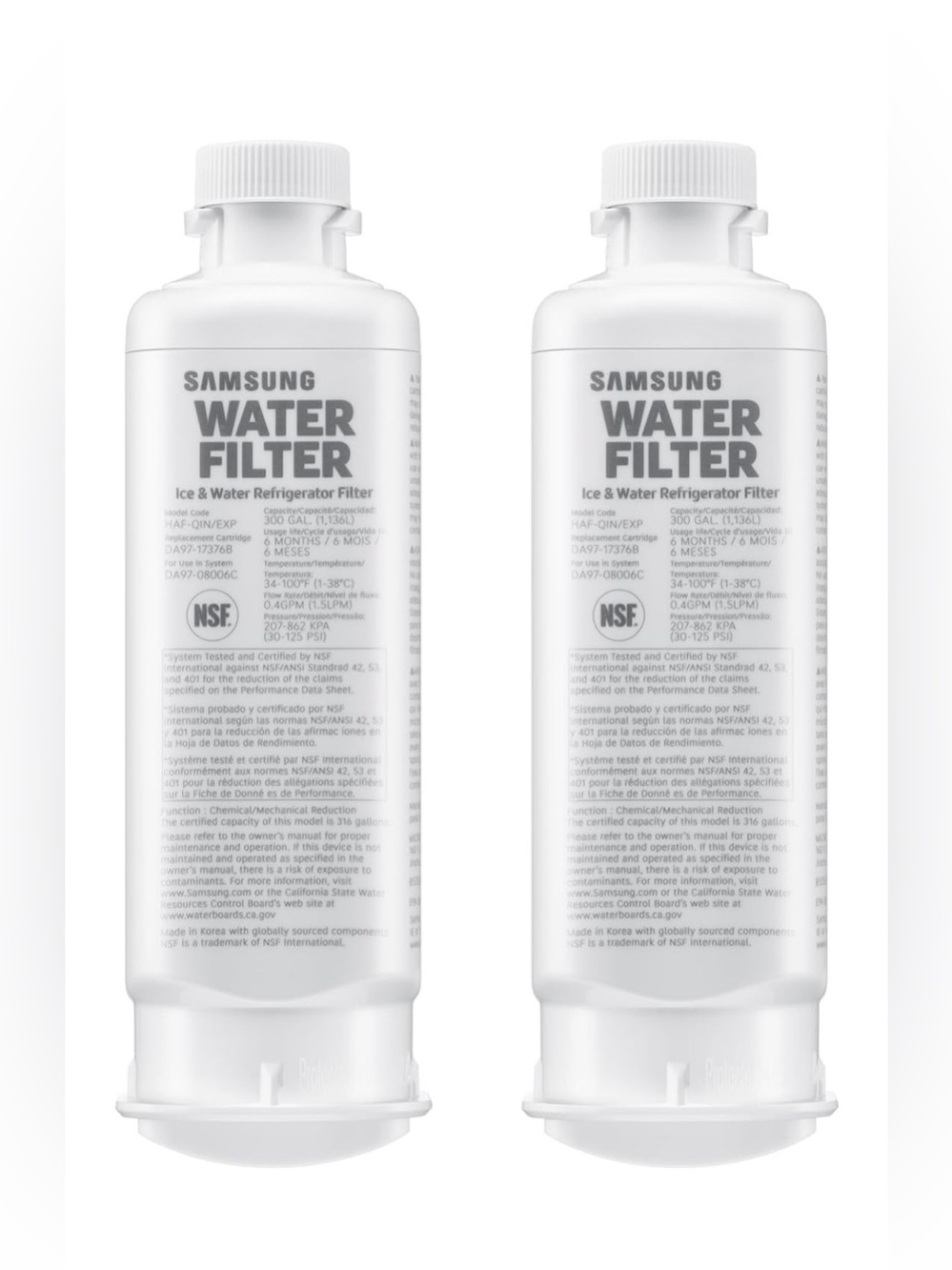 Samsung HAF-QIN-2P/EXP Genuine Refrigerator Water Filter, Reduces 99% of Harmful